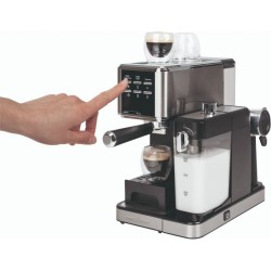 Machine à café expresso 20 Bar avec fonction mousseur à lait Inox Proficook PC-ES/KA1266-inox