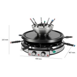 Appareil à raclette et fondue 8 personnes Proficook PC-RG/FD1245