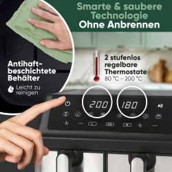 Air fryer double basket 9L stainless steel Proficook PC-FR1296H-Inox