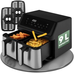 Friteuse à air chaud Air fryer double panier 9L Inox Proficook PC-FR1296H-Inox